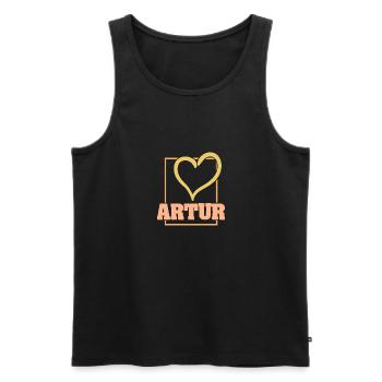 Artur als Herz - Männer Premium Bio Tank Top - Schwarz - Vorne - AI Model Male 178 light (178cm)