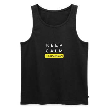 Keep Calm its Ramadan : text design for Ramadan - Men's Premium Organic Tank Top - black - Front - AI Model Male 178 light (178cm)