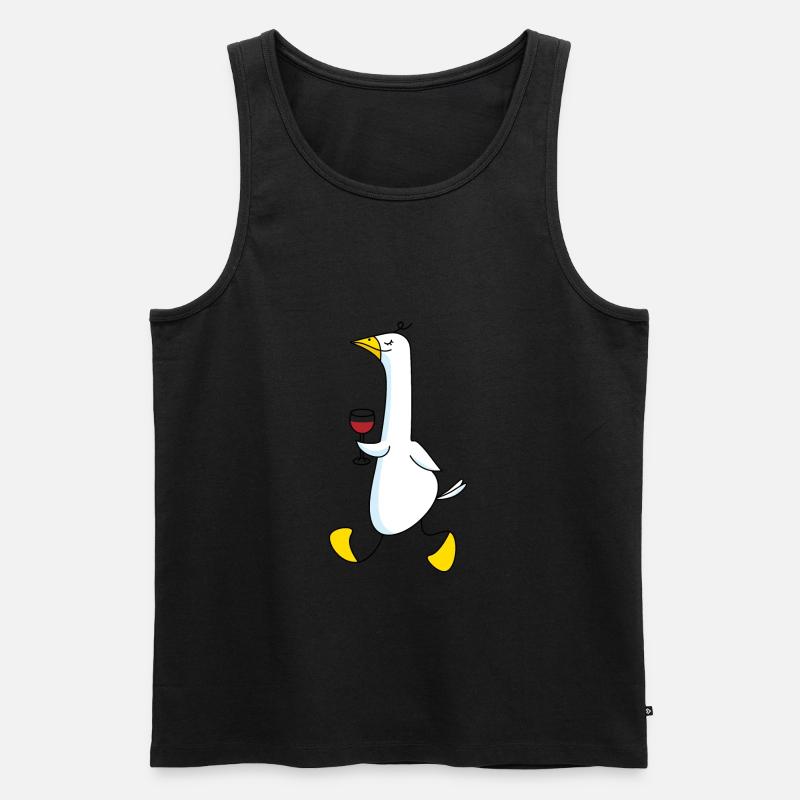 Gans mit Wein - Männer Premium Bio Tank Top - Schwarz