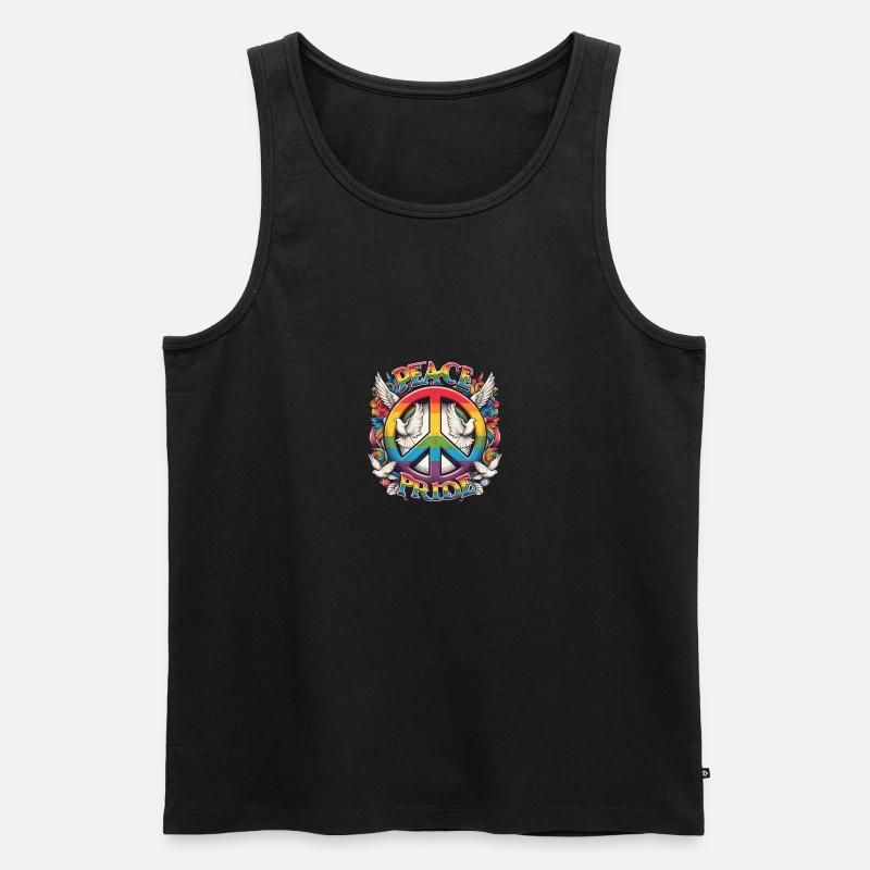 Peace Love Pride Rainbow Design - Männer Premium Bio Tank Top - Schwarz