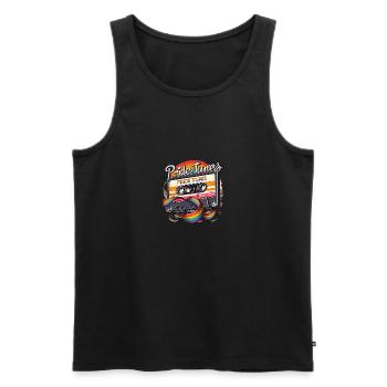 Pride Tunes Cassette arc-en-ciel rétro - Débardeur bio Premium Homme - noir - Devant - AI Model Male 178 light (178cm)