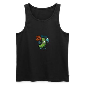 Hit Don't Quit Pickleball Fun Cartoon - Men's Premium Organic Tank Top - black - Front - AI Model Male 178 light (178cm)