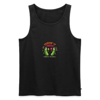 Servin' It Fresh Veggie Fun Dessin animé - Débardeur bio Premium Homme - noir - Devant - AI Model Male 178 light (178cm)