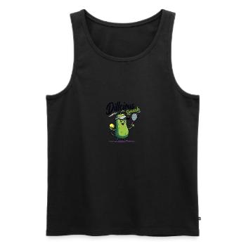 Dillcious Smash Pickle Tennis Fun - Men's Premium Organic Tank Top - black - Front - Michal (187cm)