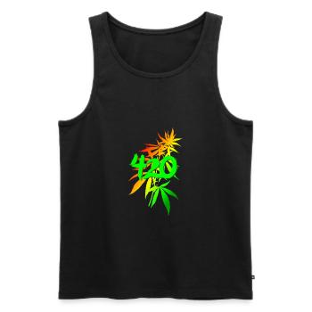 420 cannabis - Débardeur bio Premium Homme - noir - Devant - AI Model Male 178 light (178cm)