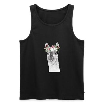 Llama - Männer Premium Bio Tank Top - Schwarz - Vorne - Michal (187cm)