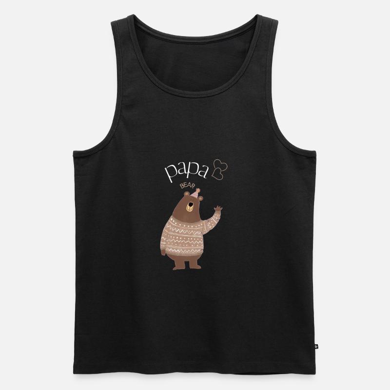 Papa Bär Design - Männer Premium Bio Tank Top - Schwarz