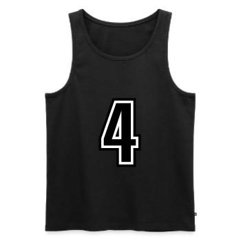 4 - Numéro 4 - Numéro de maillot bicolore changement de couleur - Débardeur bio Premium Homme - noir - Devant - AI Model Male 178 light (178cm)