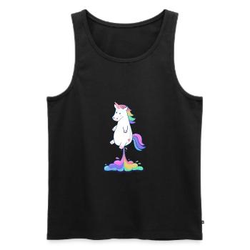 Licorne arc-en-ciel soufflant - Débardeur bio Premium Homme - noir - Devant - AI Model Male 178 light (178cm)