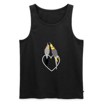 Cockatiel Lovers on heart - Men's Premium Organic Tank Top - black - Front - AI Model Male 178 light (178cm)