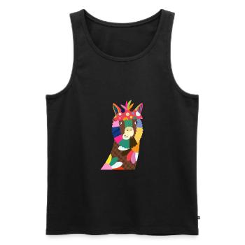 Alpaca Portrait - Men's Premium Organic Tank Top - black - Front - Michal (187cm)