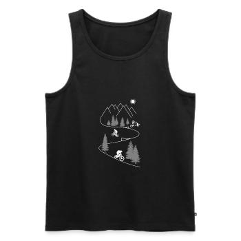 Mountainbike Trail - Männer Premium Bio Tank Top - Schwarz - Vorne - AI Model Male 178 light (178cm)