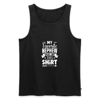Mein Lieblingsneffe hat mir das geschenkt - Männer Premium Bio Tank Top - Schwarz - Vorne - AI Model Male 178 light (178cm)