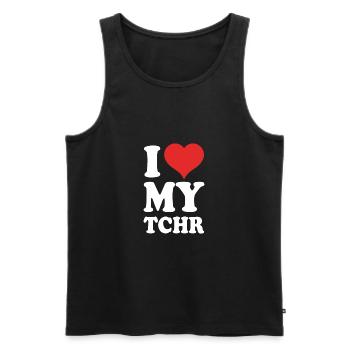 Ich liebe meine Lehrer - Männer Premium Bio Tank Top - Schwarz - Vorne - Michal (187cm)