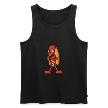Ein Hot Dog isst einen kleinen Hot Dog - Männer Premium Bio Tank Top - Schwarz - Vorne - AI Model Male 178 light (178cm)