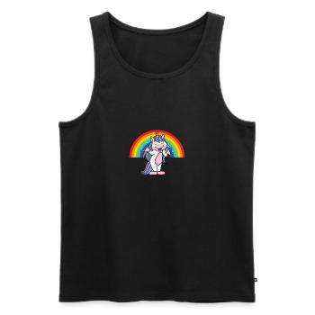 Créature mythique Fantasy Animal Rainbow Unicorn - Débardeur bio Premium Homme - noir - Devant - AI Model Male 178 light (178cm)