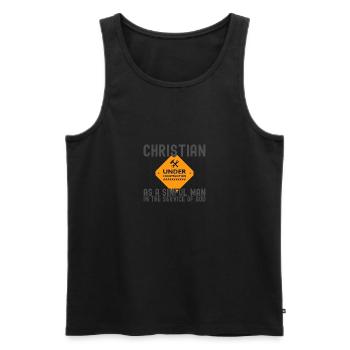 Christian Under Construction Priest Christian - Männer Premium Bio Tank Top - Schwarz - Vorne - AI Model Male 178 light (178cm)