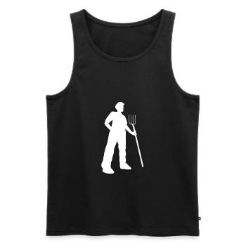 Bauer mit Mistgabel - Männer Premium Bio Tank Top - Schwarz - Vorne - Michal (187cm)