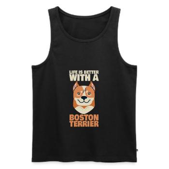 Life Is Better With A Boston Terrier - Men's Premium Organic Tank Top - black - Front - Michal (187cm)