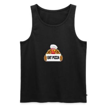 Drôle de dinde de Thanksgiving Mangez de la pizza Adulte végétalien - Débardeur bio Premium Homme - noir - Devant - Michal (187cm)