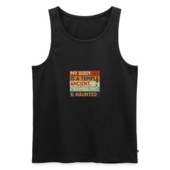 My Body Is A Temple Ancient, Crumbling & Haunted - Männer Premium Bio Tank Top - Schwarz - Vorne - Michal (187cm)