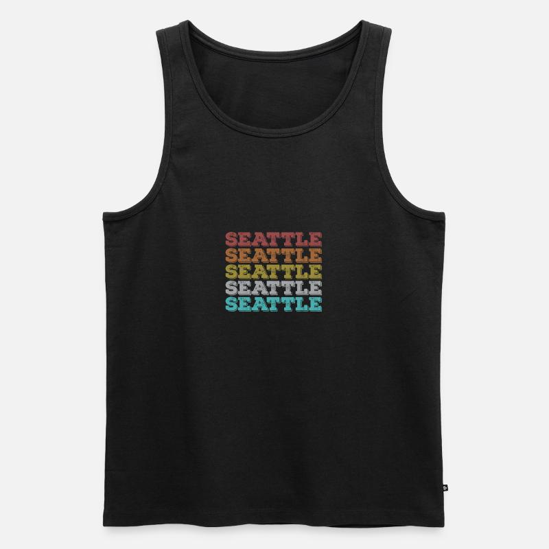 Seattle Retro - Männer Premium Bio Tank Top - Schwarz