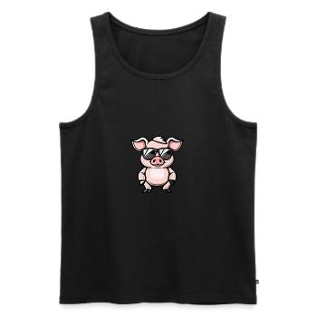 Schwein Cool Tier - Männer Premium Bio Tank Top - Schwarz - Vorne - AI Model Male 178 light (178cm)