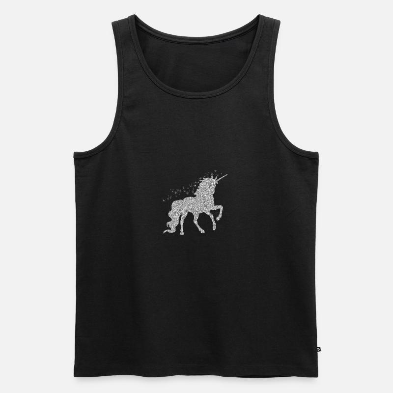 Das silberne glitzer Einhorn - Männer Premium Bio Tank Top - Schwarz
