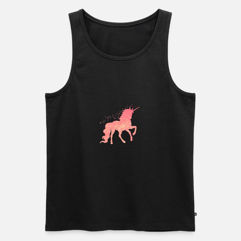 Das rote glitzer Einhorn - Männer Premium Bio Tank Top - Schwarz