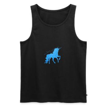 Das blaue glitzer Einhorn - Männer Premium Bio Tank Top - Schwarz - Vorne - AI Model Male 178 light (178cm)