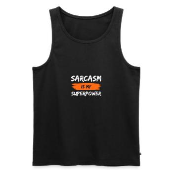 Le sarcasme est mon sarcastique de superpuissance - Débardeur bio Premium Homme - noir - Devant - Michal (187cm)