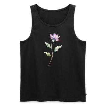 Rosa Blume in Wasserfarben style - Männer Premium Bio Tank Top - Schwarz - Vorne - Michal (187cm)
