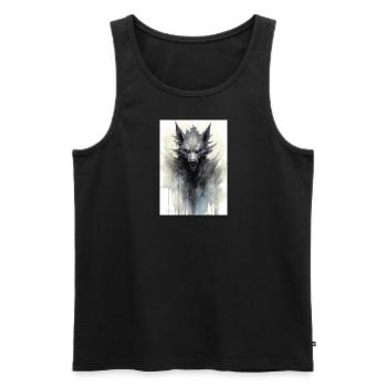 Illustrierter und aquarellierter Wolf - Männer Premium Bio Tank Top - Schwarz - Vorne - AI Model Male 178 light (178cm)