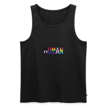 L’homme est humain Queer Gay Pride Mois LGBT - Débardeur bio Premium Homme - noir - Devant - AI Model Male 178 light (178cm)