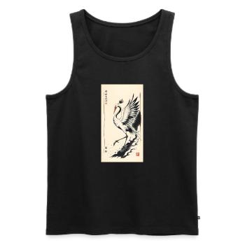 Kranich - Männer Premium Bio Tank Top - Schwarz - Vorne - Michal (187cm)