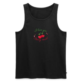 Je t’aime Cerise Beaucoup Dire Cerises - Débardeur bio Premium Homme - noir - Devant - Michal (187cm)