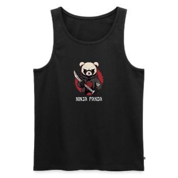Ninja Panda - Men's Premium Organic Tank Top - black - Front - AI Model Male 178 light (178cm)