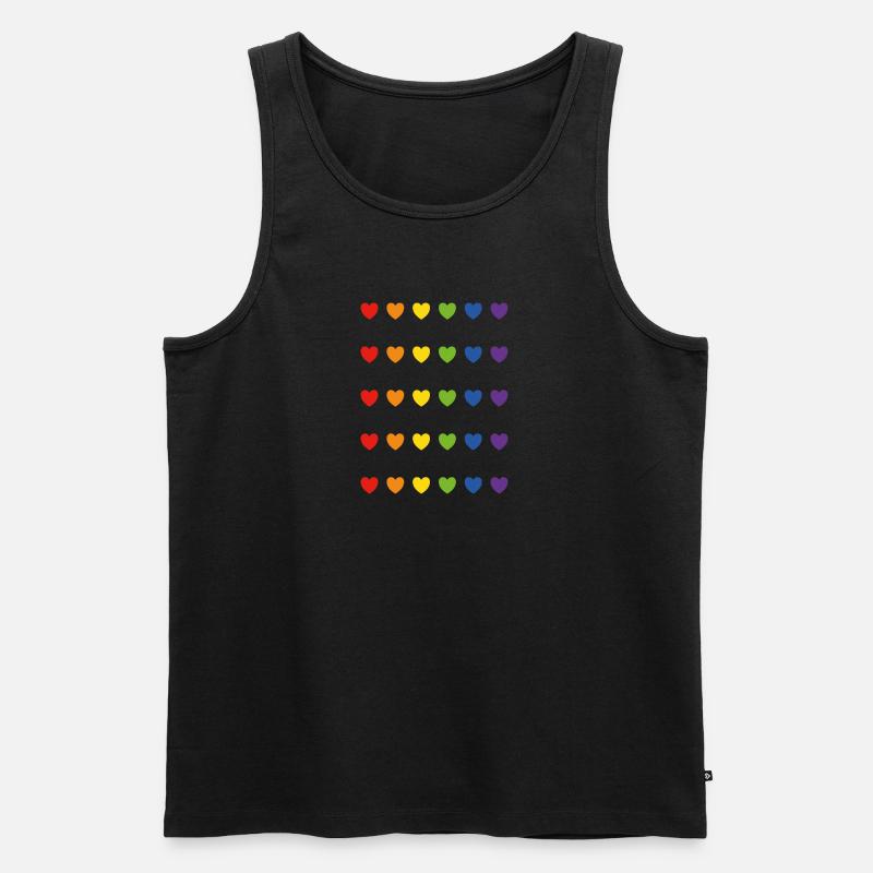 Regenbogen-Pride-Herzen - Männer Premium Bio Tank Top - Schwarz