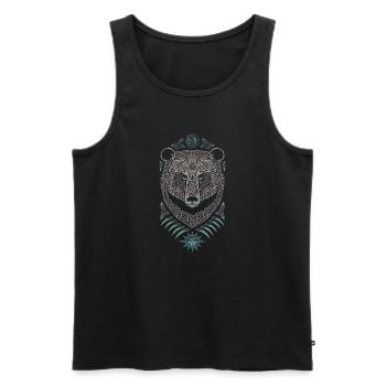 Loup Celtique Mandala et Soleil - Débardeur bio Premium Homme - noir - Devant - AI Model Male 178 light (178cm)