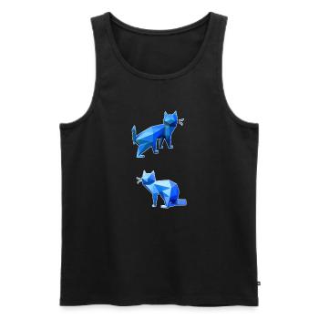 Blaues Polygon-Katzen-Duo - Männer Premium Bio Tank Top - Schwarz - Vorne - AI Model Male 178 light (178cm)