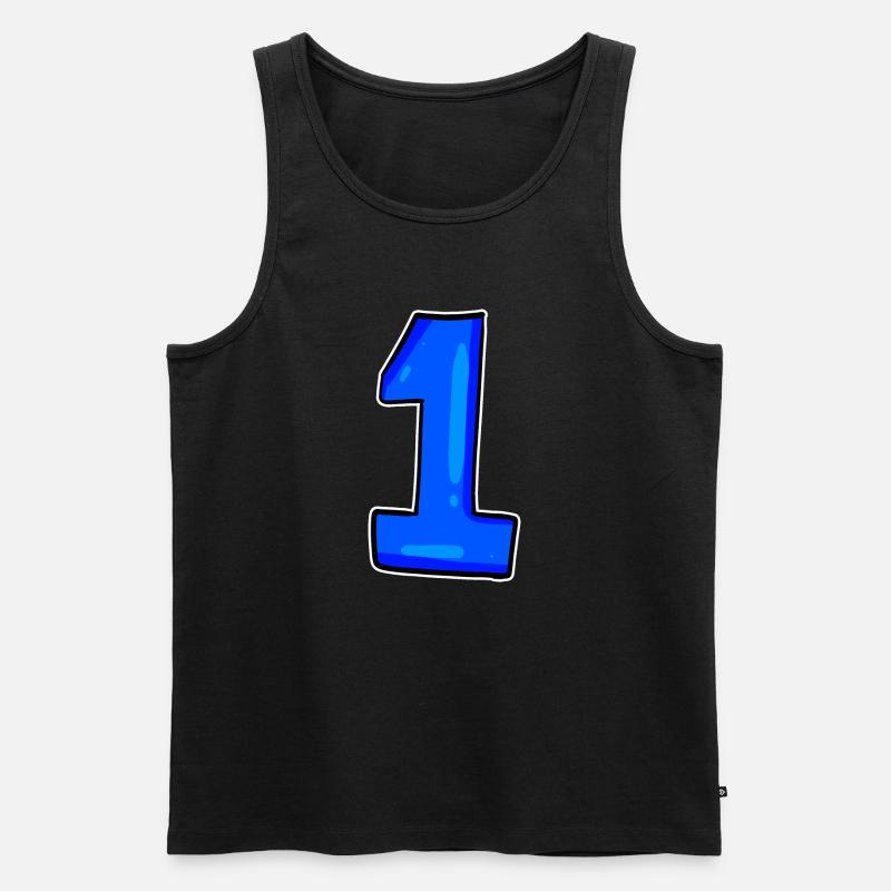 1 blau - Männer Premium Bio Tank Top - Schwarz