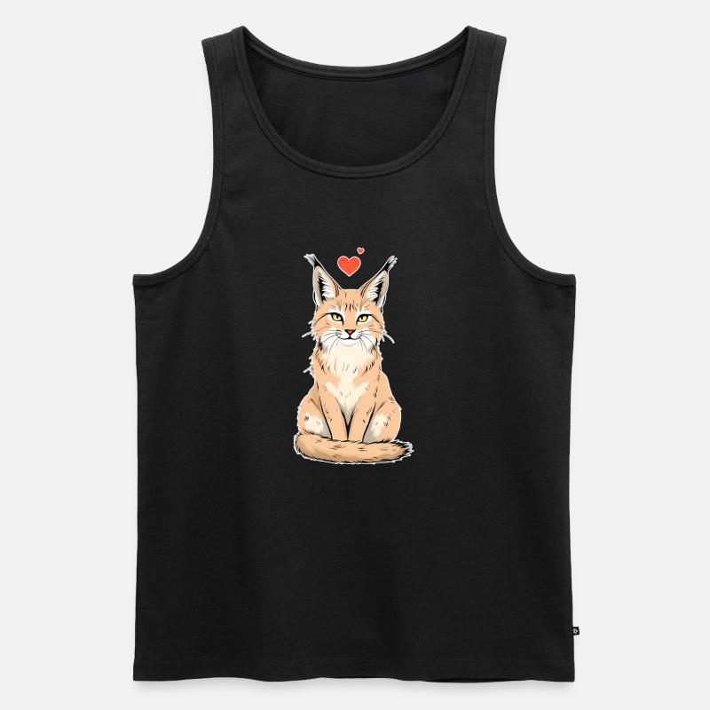 Luchs mit Herz – Wild & Liebevoll - Männer Premium Bio Tank Top - Schwarz