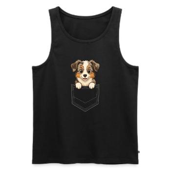 Dessin animé du chiot berger australien, le - Débardeur bio Premium Homme - noir - Devant - Michal (187cm)
