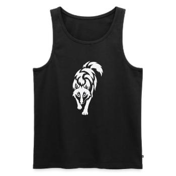 Wolfs Silhouette im Kontrast - Männer Premium Bio Tank Top - Schwarz - Vorne - Michal (187cm)