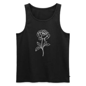 Dessin au trait de pivoine - Débardeur bio Premium Homme - noir - Devant - Michal (187cm)