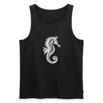 Cooles Vintage Seepferdchen - Süsses Seepferd - Männer Premium Bio Tank Top - Schwarz - Vorne - AI Model Male 178 light (178cm)