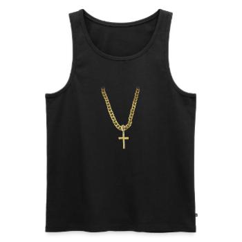 bling christian cross - Men's Premium Organic Tank Top - black - Front - AI Model Male 178 light (178cm)