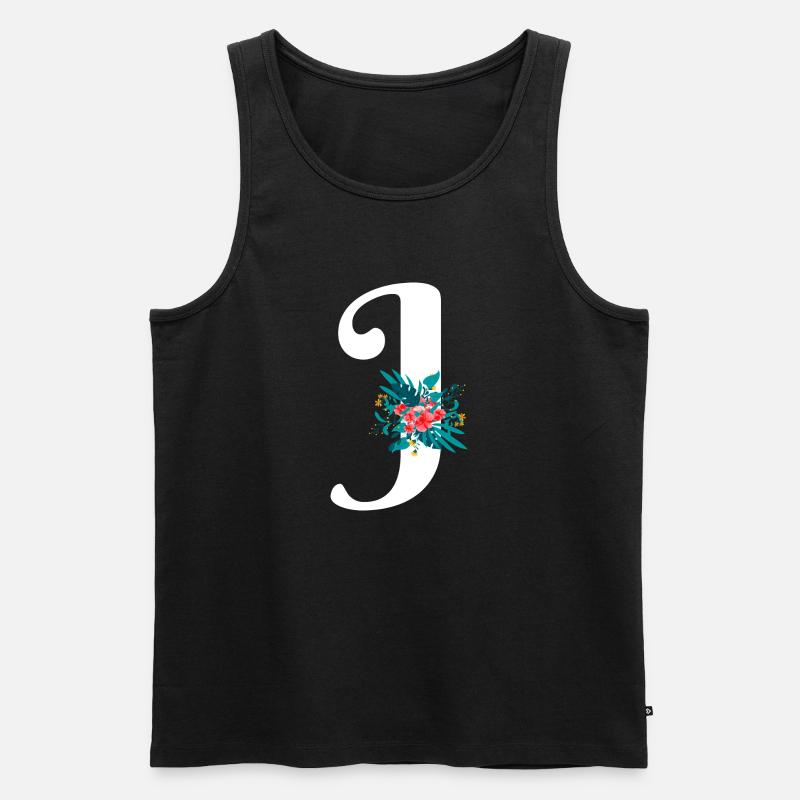 Buchstabe J Blumen - Männer Premium Bio Tank Top - Schwarz