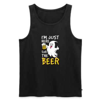"I'm just here for the beer" - Männer Premium Bio Tank Top - Schwarz - Vorne - Michal (187cm)