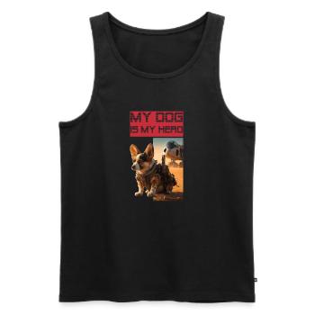 Welsh Corgi Pembroke as hero and watchdog - Men's Premium Organic Tank Top - black - Front - Michal (187cm)